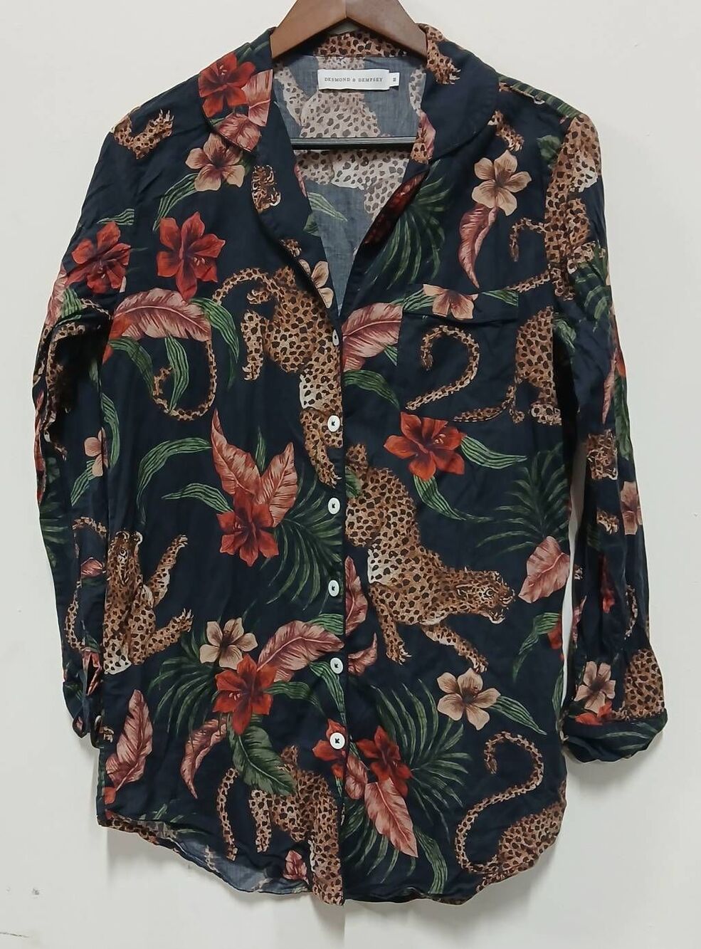 Desmond & Dempsey womens medium pajama mini dress leopard